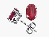1.10 cts Genuine Oval Ruby Earring Studs - 14kt White or Yellow Gold