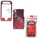 Apple iPhone 3G Red Tribal Design Snap-On Case Cover With Screen Protector