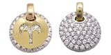 Zodiac Pendant Unisex in 18-karat Gold with White Cubic Zirconia, form Aries, weight 6.2 grams
