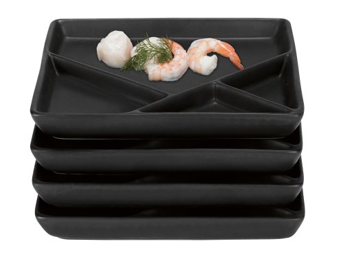 Trudeau Party Plates, Set of 4, Black