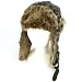 Faux Fur Animal Print Trooper Trapper Ski Cap Hat Charcoal Gray