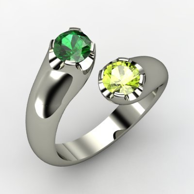 41%2BMB5EHNTL Promise Ring in Sterling Silver with Emerald and Peridot