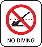 No Diving' Pool Safety Sign - Non-Skid Ceramic