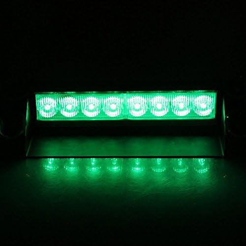 MlllM 8LED-G Green Car SUV Truck Styling 8 LED Car Police Strobe Flash Light Dashboard Windshield Hazard Emergency 3 Flashing 12V Fog Lights Lamp