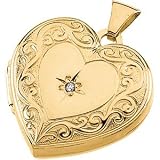 14K Yellow Gold Heart Design Diamond Locket