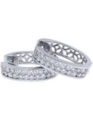 1.58 Carat Round Diamond Hoop Earrings