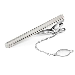 Rosallini Men Necktie Tie Spring Loaded End Clip Clasp Bar Silver Tone