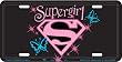 Supergirl Pink Shield with Stars & Butterflies Metal License Plate
