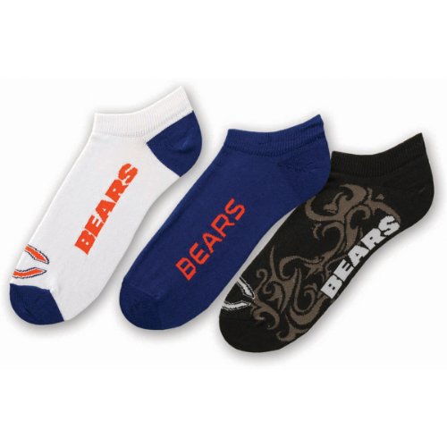 For Bare Feet Chicago Bears Men's 3 Pack Socks Large