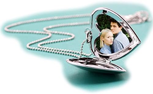 Vivnf Locket Photo Image Heart Pendant Necklace Fashion Charm Jewelry for Girl Silver-tone