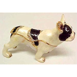 Jeweled French Bulldog Trinket Box Crystals Bull Dog
