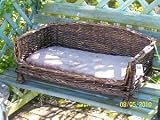 WICKER DOG CAT PET BED RUSTIC GRADE WITH FUR CUSHION