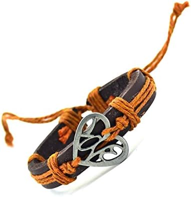 Fashion Jewelry Bracelet Men Vintage Handmade Braid Genuine Leather Heart Cuff Charm Bracelets Bangles Jewelry for Women (LOBR226)