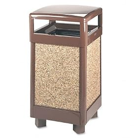 Indoor Outdoor Receptacle, 38 Gal., 26x40, Natural Stone, Brown URI25710 by United Receptacle