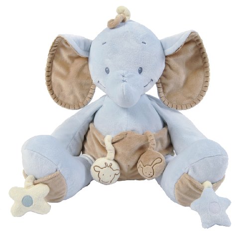 Nattou 815055 - Rigolos Mega Pl&uuml;schtier Elefant mit Aktivit&auml;ten, 45 cm