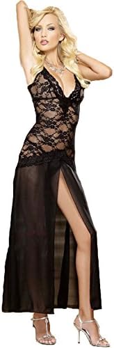 CASTALECA Womens Floral Lace Long Gown Lingerie Forky High Slit Dress