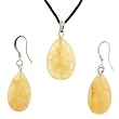Yellow Serpentine Pear Shaped Pendant and Earrings Set - 15x22mm Pendant, 12x20mm Earrings - Adjustable Cord Necklace Yellow Serpentine Pear Shaped Pendant and Earrings Set - 15x22mm Pendant, 12x20mm Earrings - Adjustable Cord Necklace