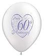 5 x WHITE LATEX 60th PEARL WEDDING ANNIVERSARY BALLOONS