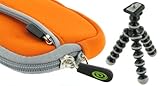 2n1 rooCASE Neoprene Sleeve Case (Orange) and Premium Tripod for Panasonic  ....