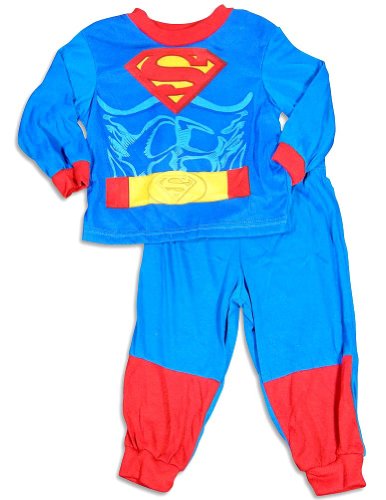  Superman - Toddler Boys Long Sleeve Superman Pajamas, Royal, Red (Size 2T)