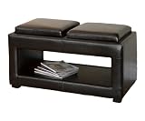 BEST Derby Leather Tray Ottoman, Brown