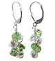 Made with Swarovski Elements� Green & Clear Crystal Cluster Sterling Silver Leverback 1.5" Long Dangle Earrings