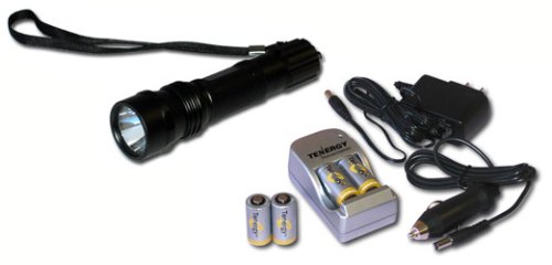 10W Luxeon K2 LED TL10008 Flashlight with 4 RCR123A 750mAh Rechargeable Li-Ion batteries... by Tenergy