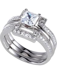 Ann Harrington Jewelry 14k White Gold 1/2 Ct Tw Diamond Antique Style Halo Ring Guard