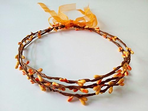 DIY Handmade Multilayer Vintage Artificial Berry Rattan Princess Flower Headband Adjustable Woodland Fairy Crown Floral Bride Headpiece Wedding Hair Accessory for Teens Girls Woman (Orange#78)