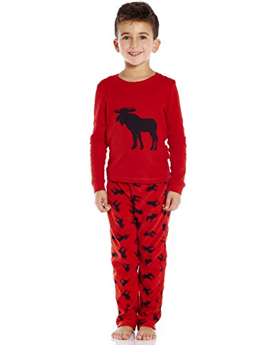 Leveret Christmas 2 Piece Pajama Cotton Top & Fleece Pants (Size 2-14)