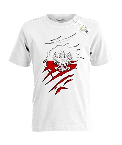 POLEN AUFGERISSEN – POLSKA – KIDS – WEISS – T-SHIRT by Jayess-Kids Gr. 134/146