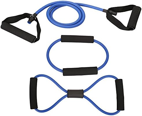 EaseeTop Fitness Yoga Tube Exercise Bands Set Chest Expander Premium Power And Strength Resistance Bands For Physical Training, 3 Pieces (Blue)