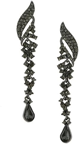 Glitzy Graduated Evening Crystal Classic Drop Dangle Earrings Peardrop Black Diamond