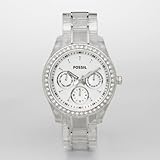 IMAGE OF Fossil Women's ES2364 Clear Resin Bracelet White Glitz Analog Dial Multifunction Watch