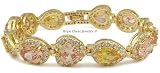CZ Bracelets - 14K Gold Plated Multi-shaped Champagne & Yellow CZ Bracelet