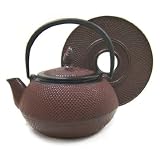 Sienna Red Hobnail Cast Iron Teapot with Trivet, 27 Oz Capacity
