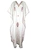 Womens White Silk Kaftan Kashmiri Embroidered Caftan Lounger Dress Kimono Kaftan