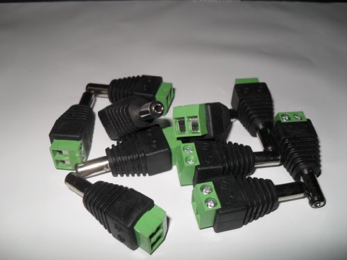2.1mm x 5.5mm Male CCTV Power Plug Adapter - 10 Pack