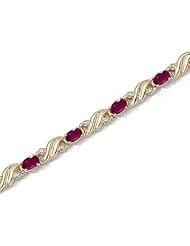14kt Yellow Gold Oval Ruby and Diamond Bracelet