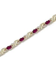 14kt Yellow Gold Oval Ruby and Diamond Bracelet