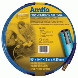 5 Pack Amflo 12-50E 1/4 x 50' Blue Polyurethane 1/4 NPT Air Hose
