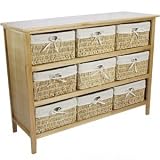 Henley Range 9 Drawer Natural Coloured Cabinet / Storage