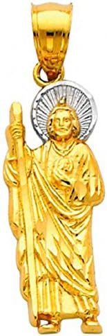 14K Gold 2-Tone Saint Jude Thaddeus Pendant 25 x 10 MM - Patron Saint of Desperate Cases & Lost Causes