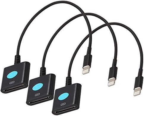 Premium Quality Charge & Data Sync 8 pin to 30 pin Adapter for Apple iPhone 6/6 Plus 5/5c/5s, iPad 4, iPad Mini, iPad Air, iPod Nano - 7th Gen, iPod touch- 5th Gen (3 Qty - BLACK)