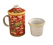 Oriental Tall Tea Cup with Filter - Red Cup Dragon