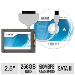 Crucial 256 GB m4 2.5-Inch Solid State Drive SATA 6Gb/s with Data Transfer Kit CT256M4SSD2CCA