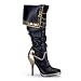 Womens High Heel Shoes 3 3/4 Inch Heel Sexy Knee Boot Victorian Gypsy Costume Halloween Black