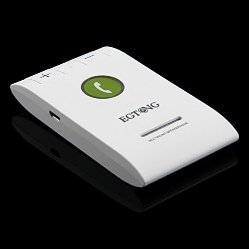 LightingFox EGTONG 6E Bluetooth Car Kit Speakerphone Handsfree Multifuctional Wireless Music Multipoint Auto Speaker Phone Hands Free (White)