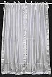 White Tie Top / Ribbon Top Purple Silk Sari fabric Drapes, Panels, Curtains Curtain Length: 88 Inches