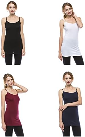 Rosio 205S-2 Long Cami Spaghetti Strap Cotton Tank Top, 1X-Large